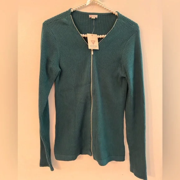 NET| Guess Emerald Green Ripped Sweater - Picture 2 of 4